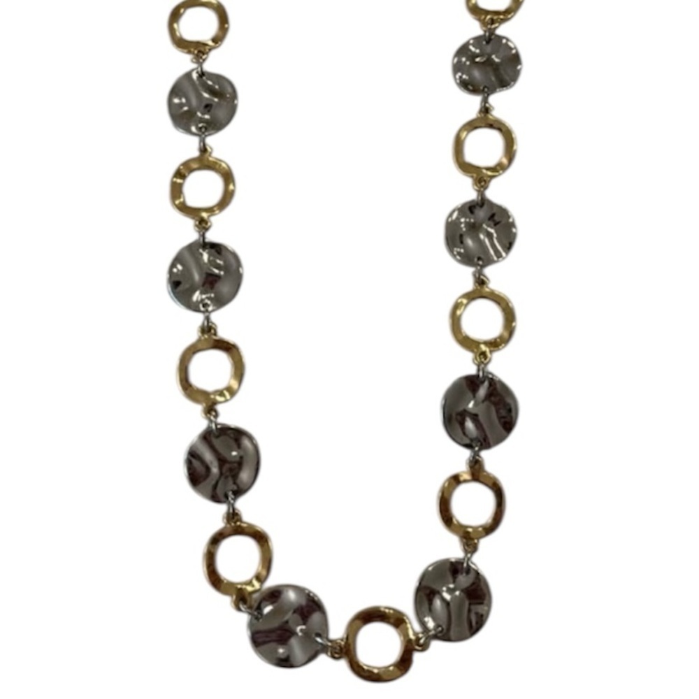 Gold and silver tone chunky necklace. “s” logo - Picture 1 of 5